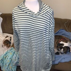 J. Jill Hoodie 3X Striped Tunic Long Sleeve Pullover Casual Cotton